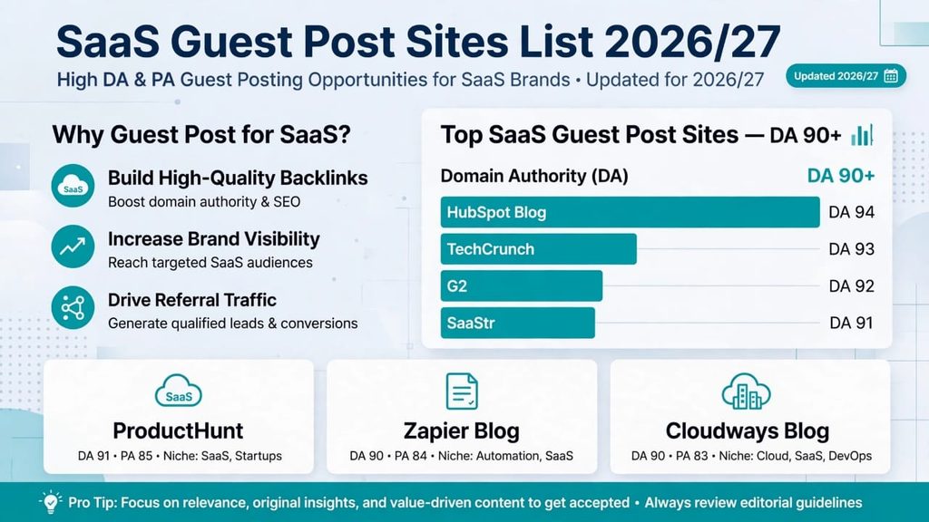 SaaS Guest Post Sites List
